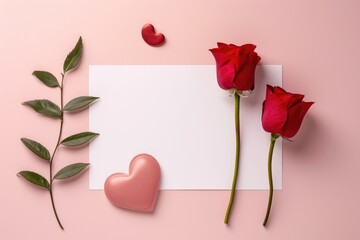 Simple Valentines Day Card Template with Minimalist Design - obrazy, fototapety, plakaty