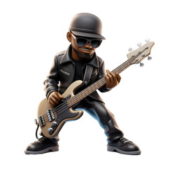 3d animal playing guitar, rock style isolated on Transparent background