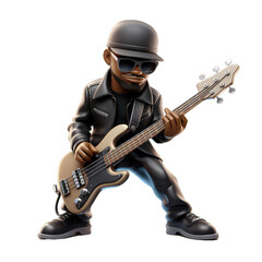 Obraz premium 3d animal playing guitar, rock style isolated on Transparent background