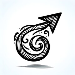 right arrow doodle on white background