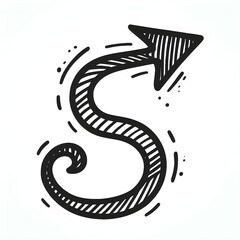 right arrow doodle on white background