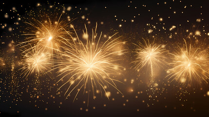 Naklejka premium Beautiful fireworks background at night for holiday decoration