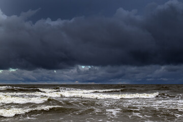 Dark Baltic sea in winter time.
