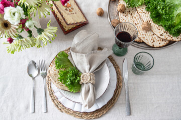 Table served for Passover (Pesach)