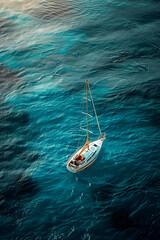 Fototapeta premium Generative AI background illustration of a sailboat in a calm sea