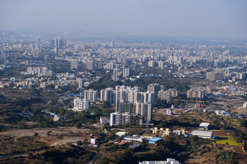 19 January 2024, Cityscape Skyline, Cityscape of Pune city view from Bopdev Ghat, Pune, Maharashtra, India.