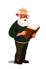 Generative AI illustration of old man reading a book