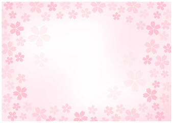 桜の花が美しい春の桜フレーム背景11グラデーション