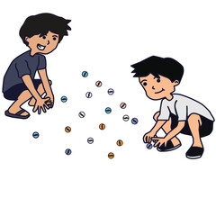 Nekeran Traditional Game from Java Indonesia Vector Illustration