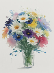 A very beautiful photo of watercolor Flower Generative AI