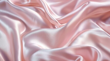 Silk fabric texture, soft pink waves, luxurious drapery, elegant satin, smooth folds, textile background, high-quality material, delicate ripple effect