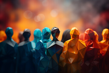 DEIB Diversity, Equity, inclusion, and Belonging concept. polygon silhouette design.	