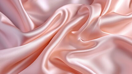 Silky pink fabric, soft folds, luxurious texture, satin material, elegant drapery, gentle waves, smooth surface, delicate blush hue, textile background, flowing cloth.

