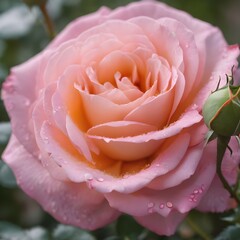 Valentine's Day Concept  Pink roses in soft color. Realistic illustration art. Made with blur style for background. High quality. Generative AI.