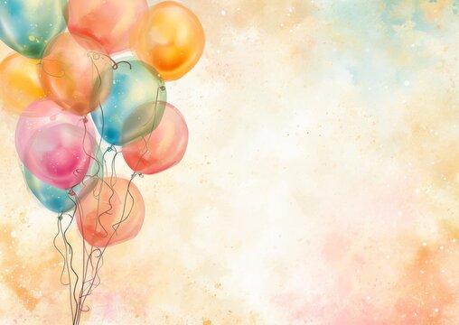 Birthday Party Card Invitation 5 x 7 Background Image Balloons Streamers Confetti Celebration