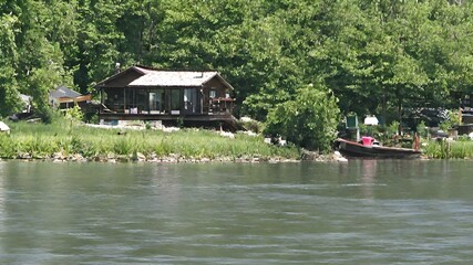 Fototapeta premium Home In River Background Very Cool