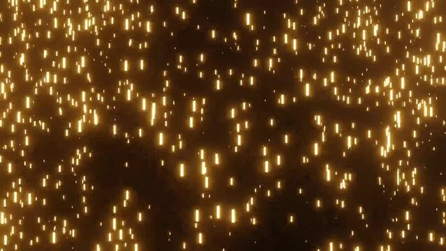 3D animation of fireworks rain on a black background