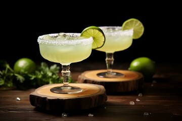 Delicious margaritas made with tequila and zesty lime. Generative AI - obrazy, fototapety, plakaty