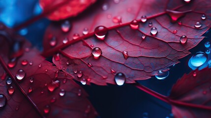 Fototapeta premium dew covers the red petals, dew drips, rainwater