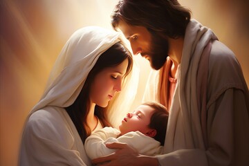 The holy family - jesus, mary and joseph. sacred union, divine love, and spiritual purity © sorin