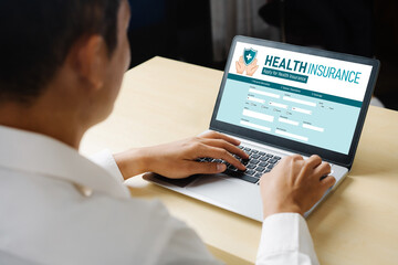 Fototapeta na wymiar Health insurance web site modish registration system for easy form filling