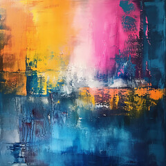 Whispers of the Cosmos, An Abstract Symphony of Blue, Yellow, and Pink