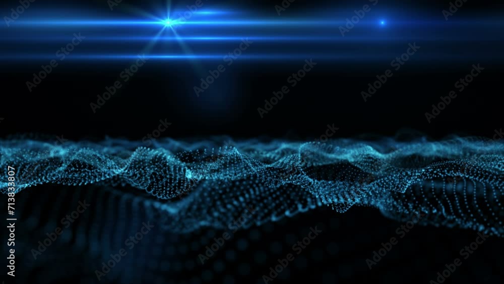 Aufkleber futuristic video animation with wave object and glowing light in slow motion, 4096x2304 loop 4k