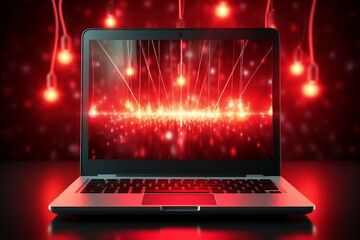 Laptop system hacked. alert. cyber security breach, cybercrime, and malware threats detected