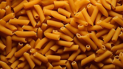 Authentic italian pennettine pasta background - top view, close up - food photography