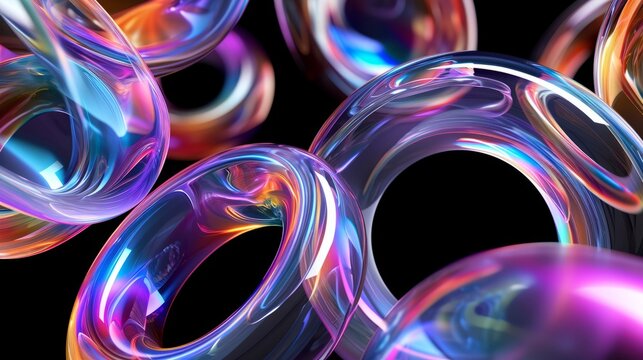 abstract background with transparent torus iridescent colors