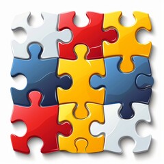 Autism Puzzle Piece Symbol Flat Icon for Apps and Websites AI Generated