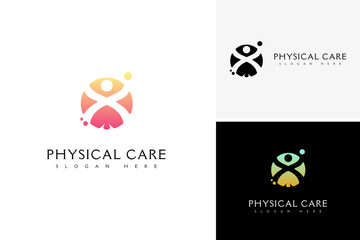 Vector colorful healthy people logo. Creative fitness sport active people logo design template