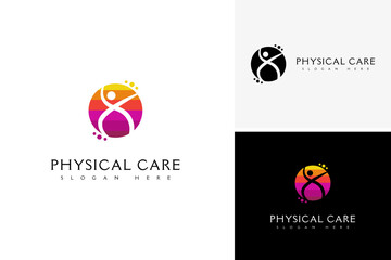 Vector colorful healthy people logo. Creative fitness sport active people logo design template