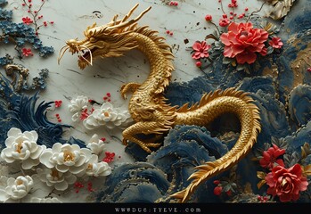 Fototapeta premium colorful Chinese dragon background, Chinese Happy New Year, New Year concept