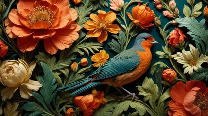A Blooming Affair Generative AI's Colorful Botanical Symphony with Birds and Roses