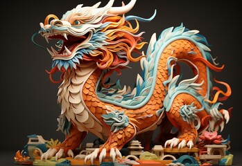 colorful Chinese dragon background, Chinese Happy New Year, New Year concept