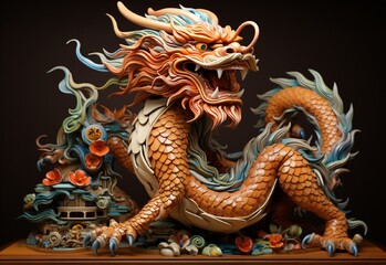 Obraz premium colorful Chinese dragon background, Chinese Happy New Year, New Year concept