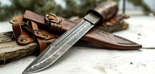 hunting knife and sheath