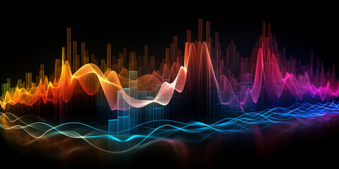  Colored Waveform With Sound Waves ,  equalizer effect neon lights sound waves .