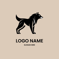 wolf logo in a 1 color black simple style