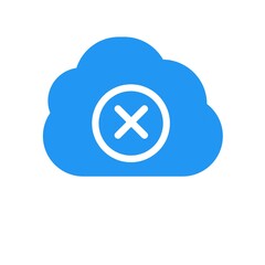 Cloud incomplete download icon, cloud icon with cross sign 