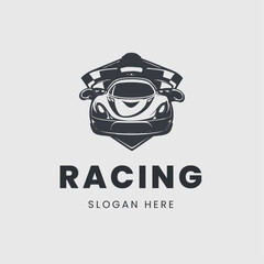 night car racing logo in monochrome