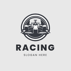 car F1 racing logo in monochrome