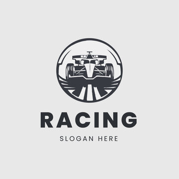 car F1 racing logo in monochrome