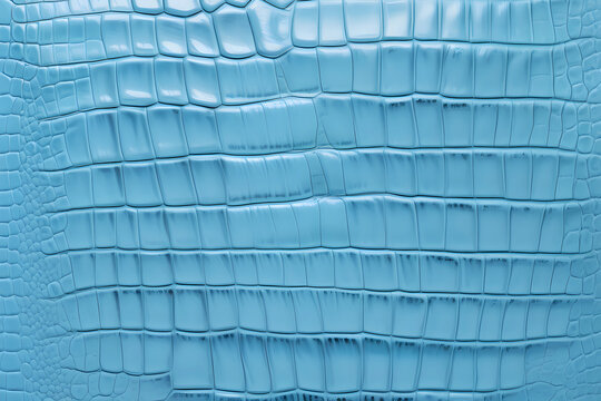 Abstract background in light blue color. Crocodile leather texture.