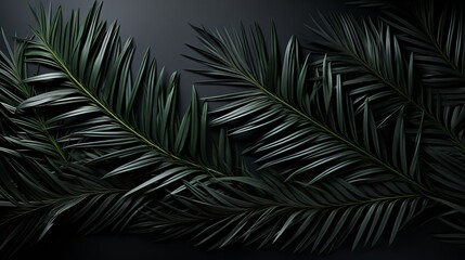 Abstract black leaves texture for tropical leaf background with copy space, dark nature concept.
