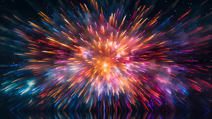 Fototapeta premium Happy New Year, burning fireworks with bokeh light background