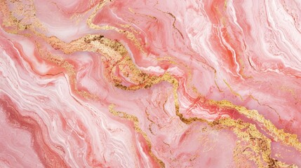 Pink golden marble digital texture, abstract background of the natural stone imitation, Ai Generated.