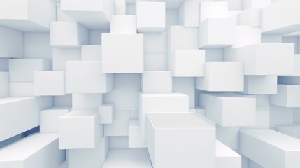 Random shifted rotated white cube boxes block background, Ai Generated.