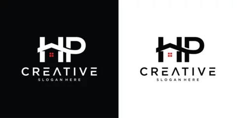 Foto op Canvas Initial HP home logo with creative house element © klik_art